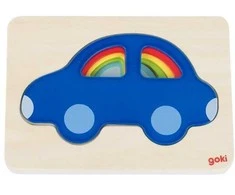 Medinis sluoksniuotas dėlionės Spalvingi automobiliai Goki