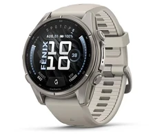 Išmanusis laikrodis Garmin fenix 9 – 43mm, Titanium with Fog Pilkas Silicone Band