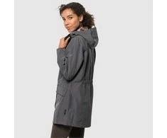 JackWolfskin Lietpaltis moterims JACK WOLFSKIN CAPE YORK COAT | tamsiai pilkas