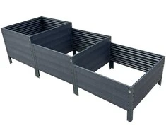 Klasika Garden NAUJO DIZAINO GPPS modulinė pakelta lysvė KLASIKA Woodlook (laiptai) - Antracito (pilka)