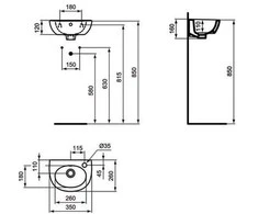 Praustuvas IDEAL STANDARD Simplicity 35x26