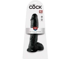 Pipedream King Cock 10 colių dydžio kamuoliukai Juodas