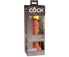 Pipedream KING COCK ELITE 15 cm dvigubo tankio silikoninis penis, rusvas