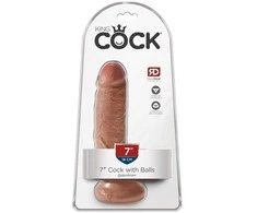 Pipedream King Cock 7" varpa su kiaušiniais, ruda
