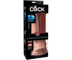 Pipedream KING COCK PLUS 8 COLIŲ TRIPLIO TANKUMO STORAS PENIS SU SĖKLIDĖMIS ŠVIESUS