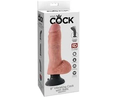 Pipedream KARALIUS COCK 8 colių vibracinis varpos su kamuoliais šviesa