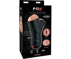 Pipedream PDX ELITE Dviguba penetracija vibruojantis Stroker LIGHT