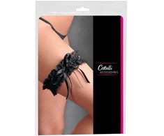 Cottelli Accessoires Lace keliaraištis juoda erotinė šlaunų detalė