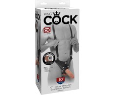 Pipedream KING COCK 25,4 CM TUŠČIAS DIRŽINIS DILDAS SU PAKABOS SISTEMA, ŠVIESUS