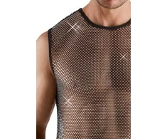 Svenjoyment Sleeveless Net Shirt Juodas with Sparkling Accents Size S