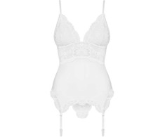 Obsessive - 810-COR-2 korsetas ir stringai baltas S/M