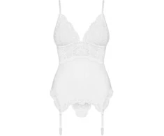 Obsessive - 810-COR-2 korsetas ir stringai baltas S/M