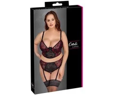 Cottelli Curves Bra Set juodas/red 95E/2XL
