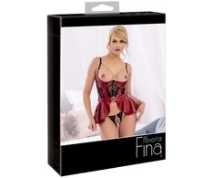 Abierta Fina seksualus 2 dalių komplektas Shelf Bra Set red 80B/M