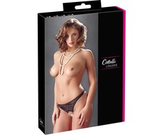 Cottelli Lace String Pearls juodas XL