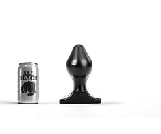 All Black All Juodas Anal Plug Model 6 - 16 cm, Smooth Grooved Surface, Juodas