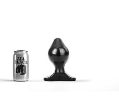 All Black All Juodas Model 16 cm - Juodas Silicone Anal Plug with Grooved Surface