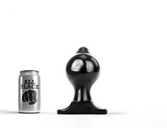 All Black All Juodas Model 9018 Silicone Anal Plug 17.5 cm - Grooved Juodas Edition