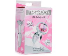 Xr Brands Rožinė Booty Sparks Rožinė Gem Glass Plug Small - Smooth Hygienic Design