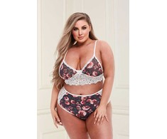 Baci - Pilkas Floral &amp; Lace Bra Set Q