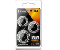 Blush Skaistalai Rinkinys-STAY HARD BEADED COCKRINGS CLEAR