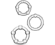 Blush Skaistalai Rinkinys-STAY HARD BEADED COCKRINGS CLEAR