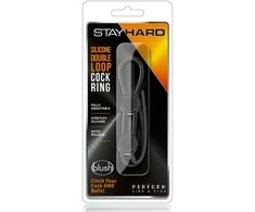 Blush Skaistalai STAY HARD DOUBLE LOOP COCK RING Juodas