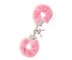 Dream Toys Kajdanki-METAL HANDCUFF WITH PLUSH Rožinis