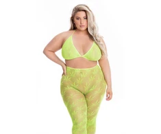 Pink Lipstick Lingerie Rožinė Lipstick Lingerie ALL ABOUT LEAF BRA SET GRN, PLUS SIZE