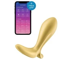 Satisfyer App valdomas vibruojantis auksinis analinis kištukas