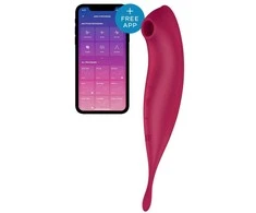 Satisfyer Twirling Pro+ Dark Raudona pulsuojantis vibratorius