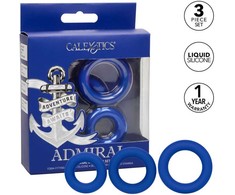 Mėlyna CalExotics Admiral Mėlyna Set - 3-Piece Liquid Silicone Performance Rings