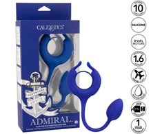 Mėlyna CalExotics Admiral Weighted Silicone Ring Mėlyna - Dual Motor, 10 Modes, USB