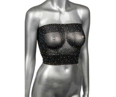 CalExotics Radiance Bandeau Top Plus Size Mesh Rhinestone 3X