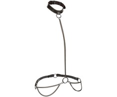 CalExotics Euphoria Chain Halter &amp; Leash Plus Size - Velvet &amp; Vegan Leather