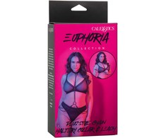 CalExotics Euphoria Chain Halter &amp; Leash Plus Size - Velvet &amp; Vegan Leather