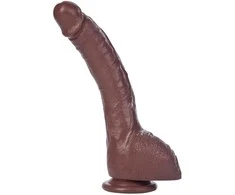 Calexotics Didelis lenktas juodmedžio varpos dildo 22cm siurbtukas