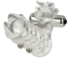 CalExotics El Toro Enhancer With Beads - Transparent Silicone Ring &amp; Vibrating System