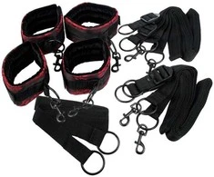 California Exotics Calexotics Rinkinys bdsm bondage dirželiai, skirti tvirtinti prie lovos
