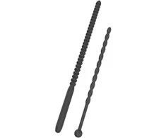 Hidden Desire Ribbed Penis Dilator Set 2 pcs Juodas