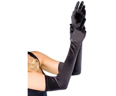 Leg Avenue Extra Long Satin Gloves Juodas Stretch 60cm