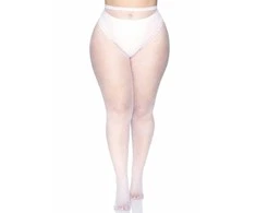 Leg Avenue Europe Leg Avenue Plus Size Nylon Fishnet Pantyhose Baltas - Elegant Mesh Design