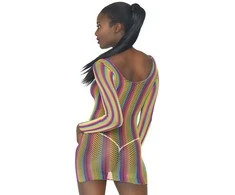 Leg Avenue Europe RAINBOW Vaivorykštės spalvos tinklinė mini suknelė