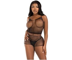 Leg Avenue Sets Leg Avenue Fishnet Set Juodas - Breathable Tank Top &amp; Shorts, One Size
