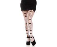 Leg Avenue Hosiery Leg Avenue Sweetheart Net Baltas Stockings with Heart Openings &amp; Bows One Size