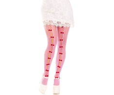 Leg Avenue Hosiery Leg Avenue Sweetheart Net Tights Heart Cutouts &amp; Rožinė Bows One Size