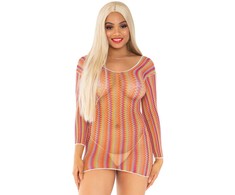 Leg Avenue Dresses Leg Avenue Zigzag Multicolor Net Mini Dress One Size