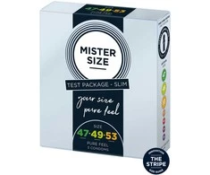 Prezervatyvai „Mister Size“ tinka 47 mm 49 mm 53 mm 3 vnt dydžiui.