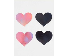Secretplay 100 Fetish Secret Play WOW BOOBS! Heart-Shaped Holographic Body Covers Set 7.7x6.7cm