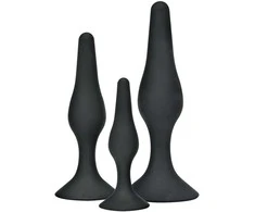 TOYJOY Silikoninis analinis kištukas, siurbtukas, 3 dydžiai